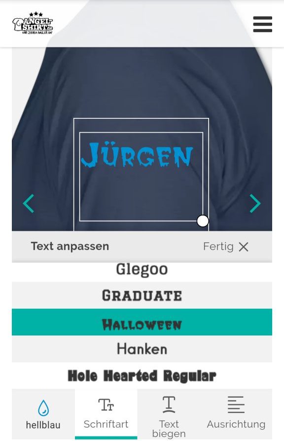 Anleitung für Angler T-Shirt mit eigenem Namen